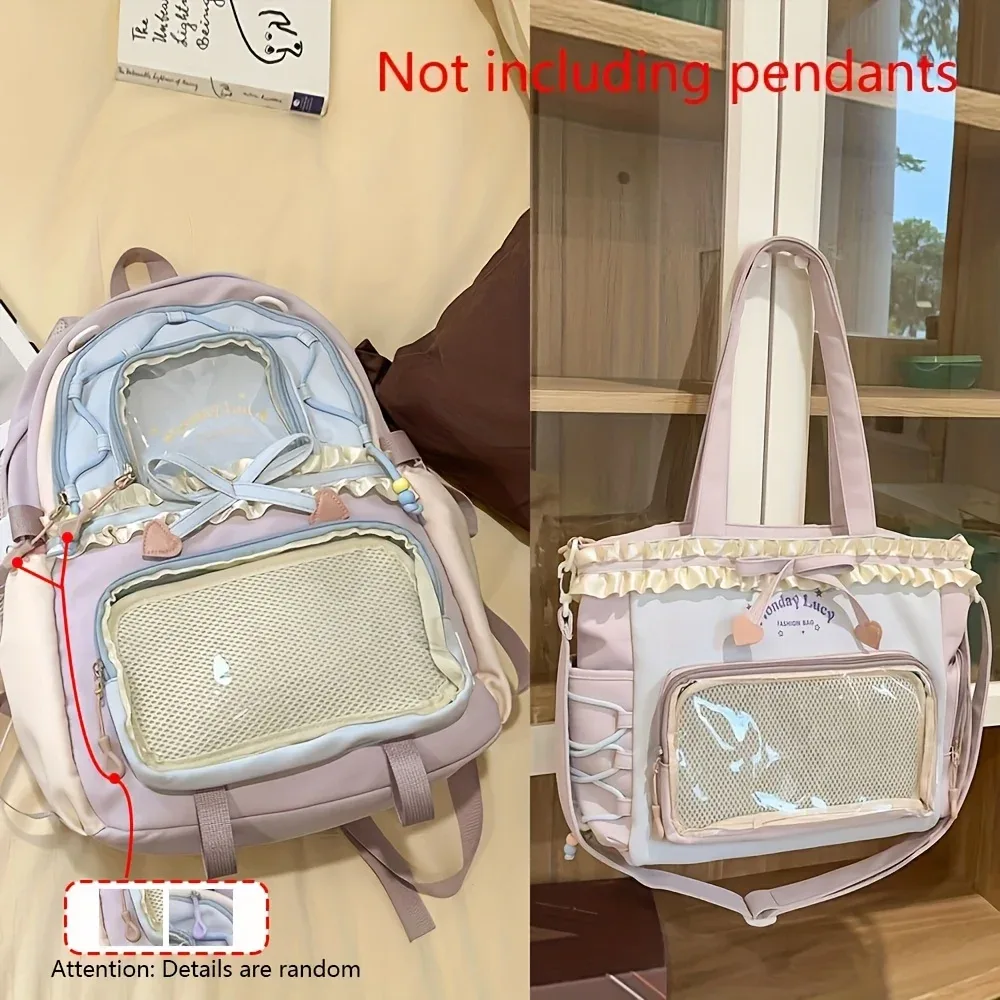 ensemble de sacs pour femmes, sac anti-douleur deux pièces (licieux un typepo et devrait être un sac à dos), sac à dos de rentrée scolaire, sac à dos léger et mignon en dentelle
