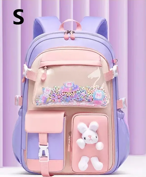sac à dos adorable en forme de lapin pour adolescentes, cartable mignon de dessin animé pour filles de l'école primaire, sac à dos de voyage en 2 tailles pour les élèves de la 1ère à la 9ème année