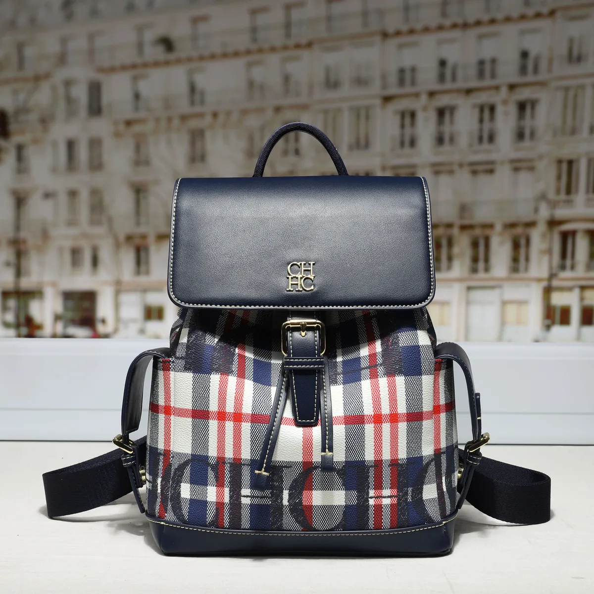 ch nouvelles femmes sac à dos motif à carreaux noir rouge couleur bloc dames sac boucle détail décontracté voyage quotidien bandoulière mode sac