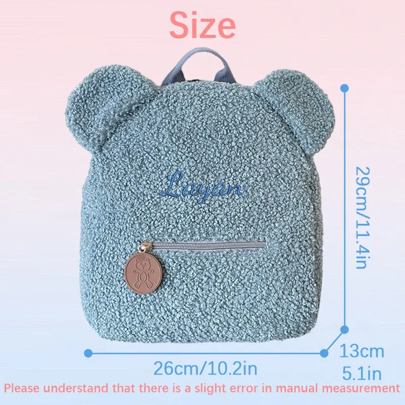 sac à dos décontracté en peluche brodé personnalisé en forme d'ours en peluche, idéal pour l'école, les sorties quotidiennes et les cadeaux