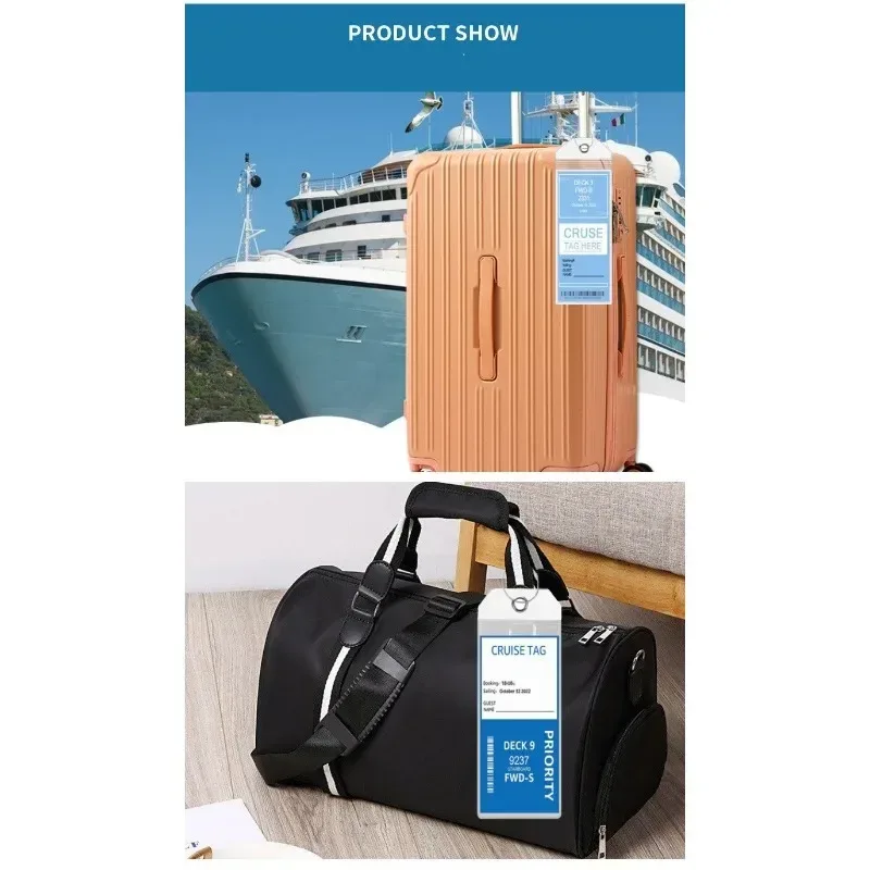 étiquette de bateau de croisière porte-étiquette de bagage bateau de croisière des caraïbes royales et des célébrités avec joint à fermeture éclair et anneau en acier pvc épais