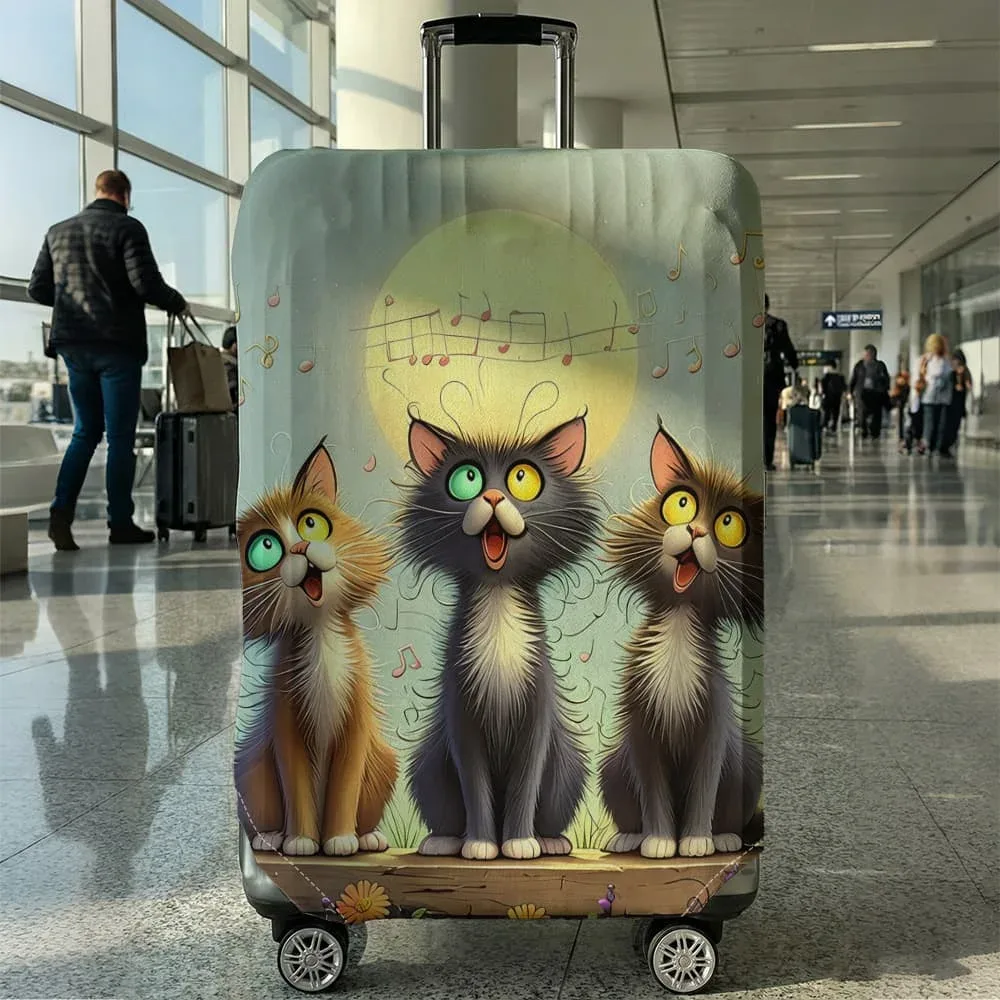 housse de protection pour bagages à motif de chat, ensemble adapté aux bagages de 18 à 32 pouces, housse de poignée de valise, accessoires de voyage