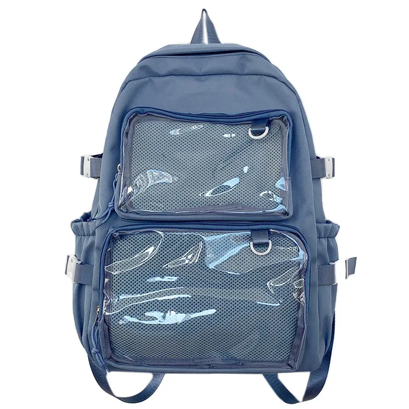 sac à dos ita en nylon transparent pour étudiants, sac à dos pour ordinateur portable de grande capacité, 2 poches transparentes pour affichage à épingles, sac à bandoulière pour femme, japon