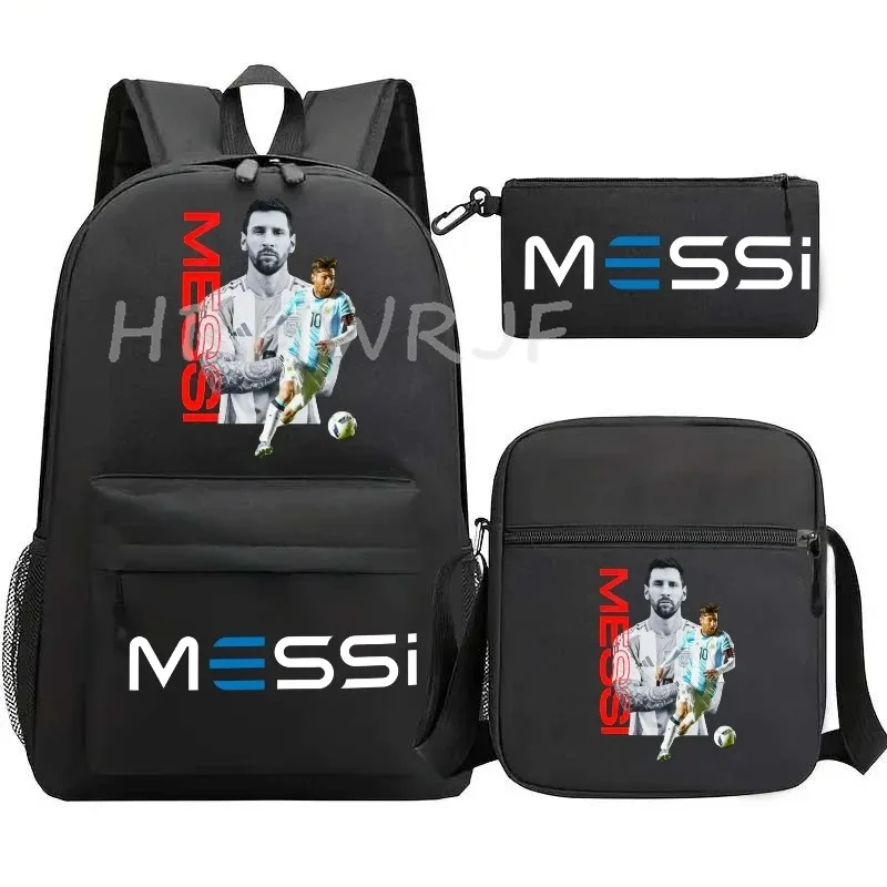 sac à dos de football messi imprimé, grande capacité, sacs d'école avec étui à stylos décontracté, sac à bandoulière, sac de sport no 10, sacs de voyage pour femmes et hommes