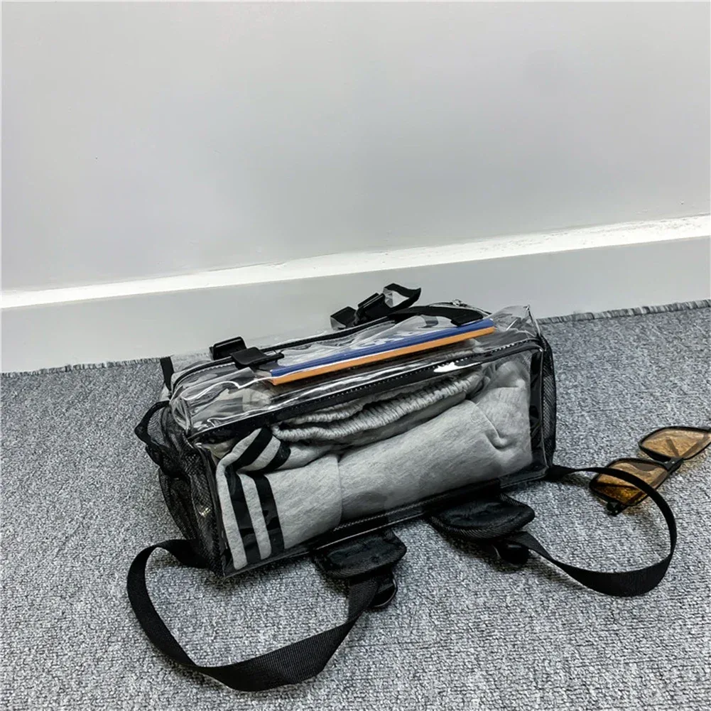 sac à dos transparent pour ordinateur portable en pvc, imperméable, décontracté, grande capacité, simple, portable, transparent, solide, pour femmes et hommes