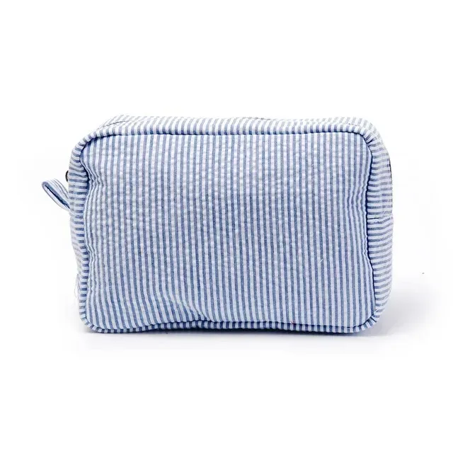 trousse de maquillage à rayures brodée – trousse à cosmétiques personnalisée, pochette de beauté élégante, cadeau parfait de demoiselle d'honneur pour la célébration du mariage