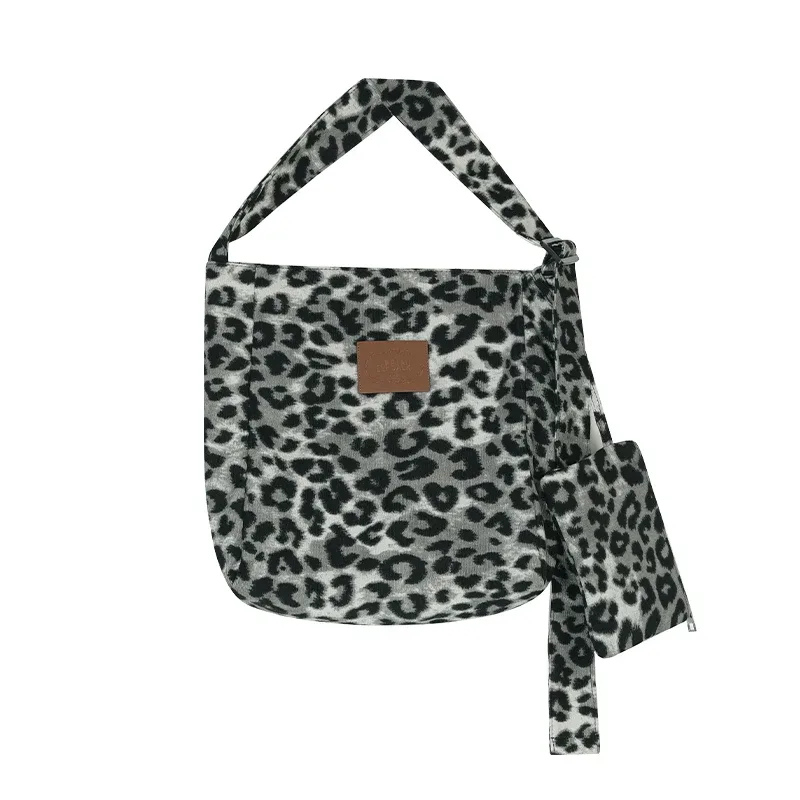 elfsack 2025 hiver nouveautés sac fourre-tout en toile imprimé léopard pour femme