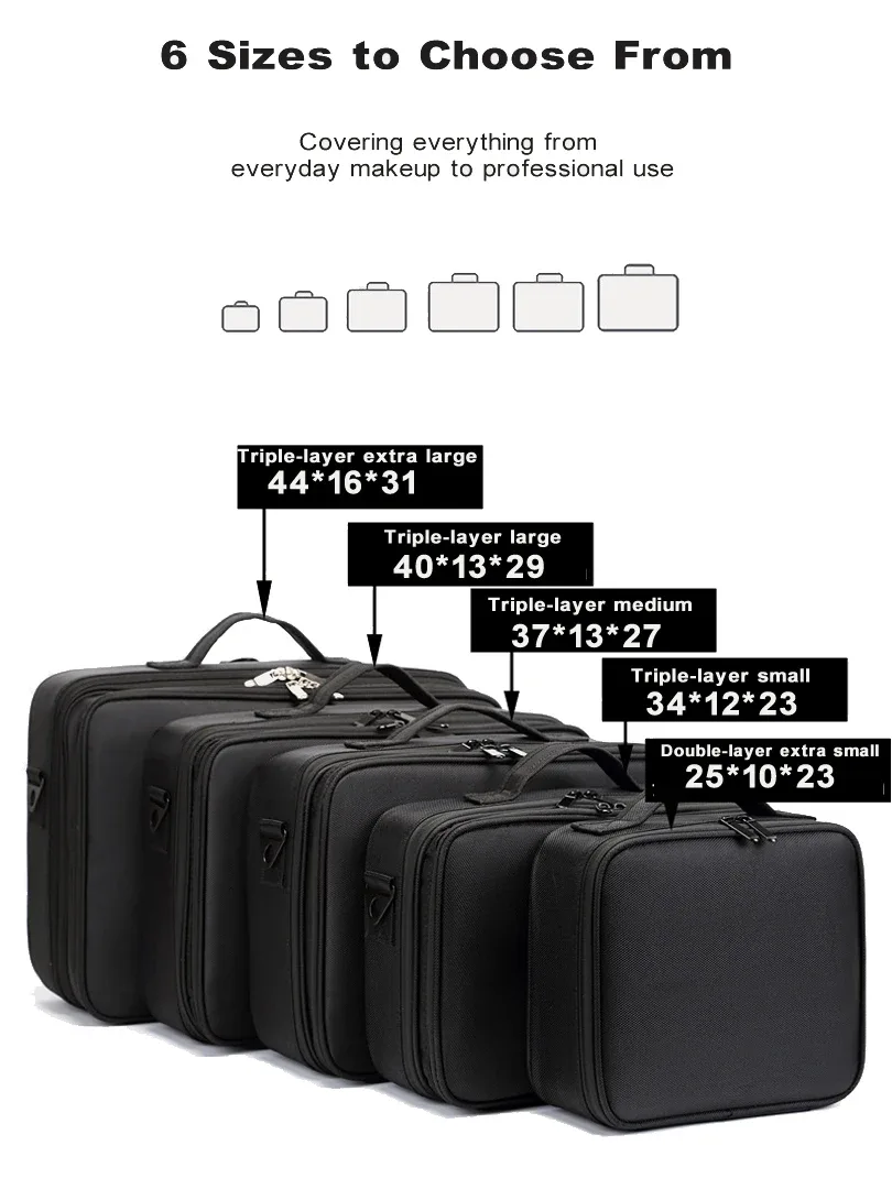 trousse de maquillage professionnelle pour femmes, boîte à outils de voyage de grande capacité pour beauté des ongles, organisateur de cosmétiques, valises pour boîtes de rangement de maquillage