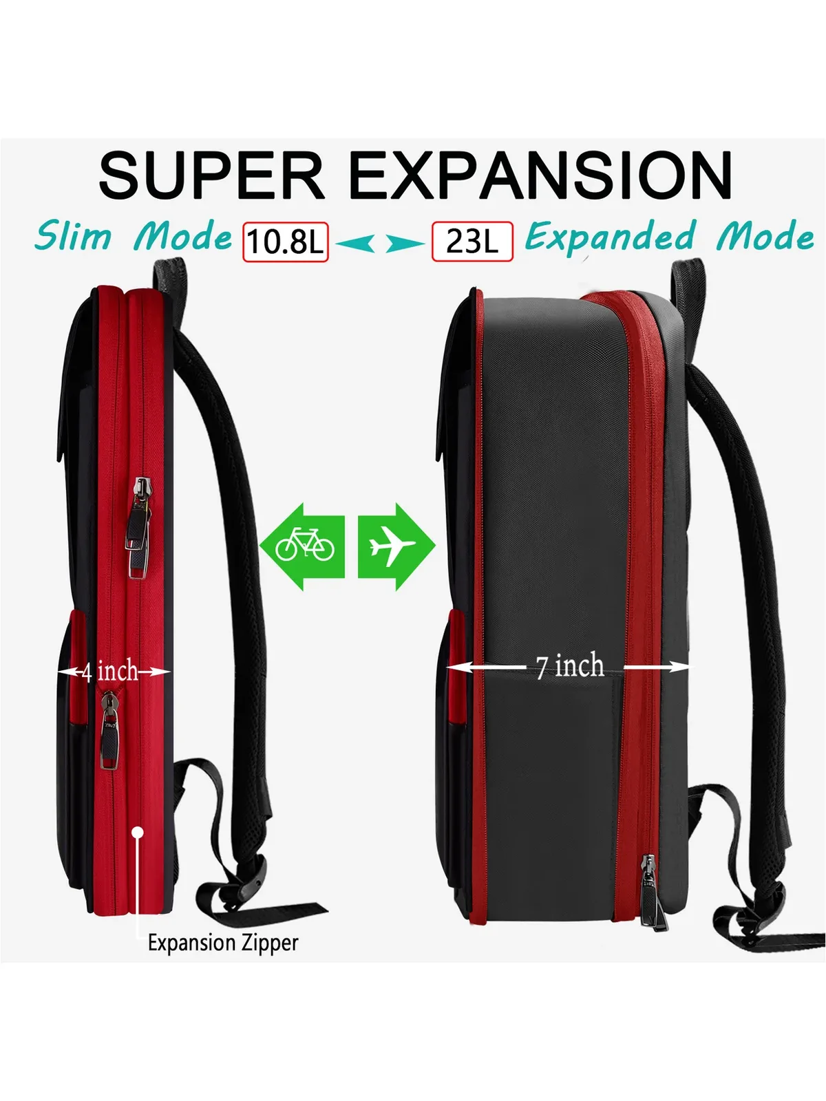 sac à dos d'affaires mince et extensible pour ordinateur portable, sac à dos de voyage antivol étanche, sac à dos de jour pour hommes et femmes, 15.6 pouces