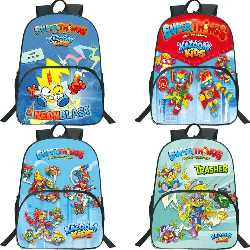jeu superzings sac à dos 16 pouces garçons filles bookbag dessin animé sac à dos superthings sacs d'école étudiants sacs de voyage sac à dos à fermeture éclair