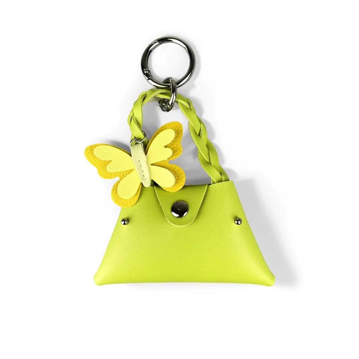 ensemble pochette tournesol et porte-clés en cuir pu vert pomme - porte-monnaie fonctionnel, étui pour écouteurs, organisateur de câbles - accessoire de sac, cadeau