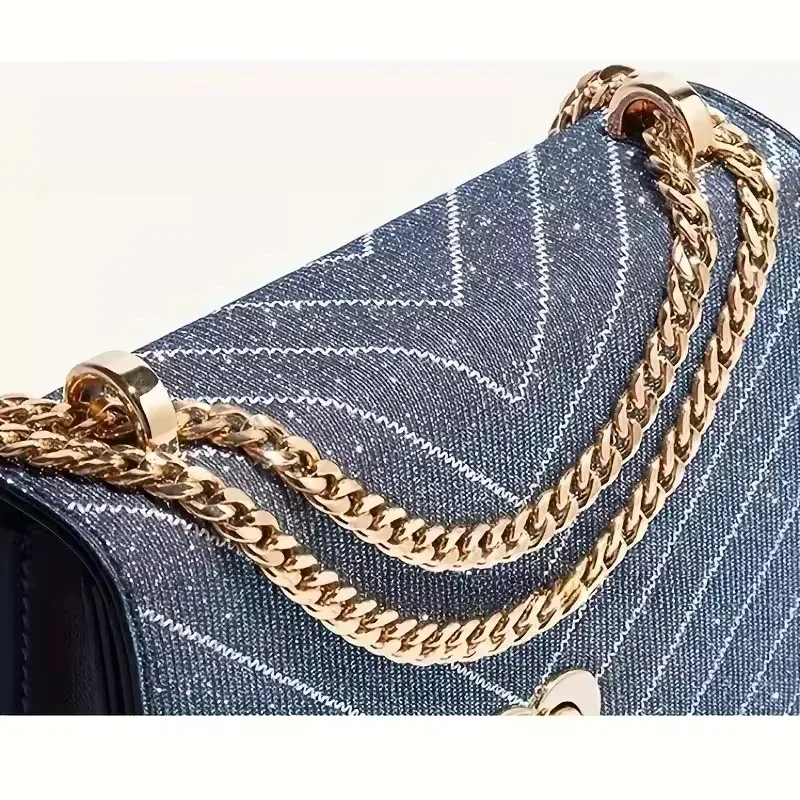 chaîne de sac à main plate avec boucles métalliques pour portefeuille, sacoche, sac fourre-tout, remplacement de chaîne de sac à bandoulière