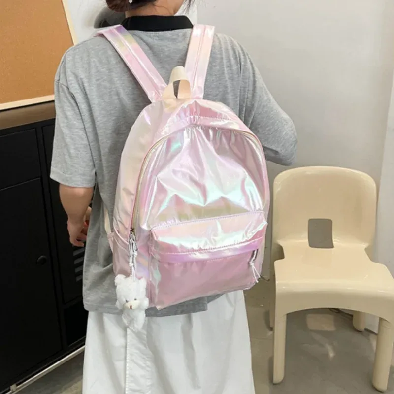 sac à dos hologramme de mode brodé personnalisé sac à dos d'école brillant laser personnalisé n'importe quel nom sac à dos