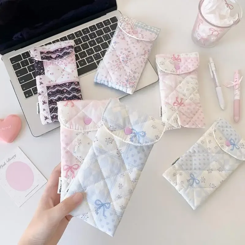 1 pièce trousse à stylos à motif floral et nœud, sac de rangement portable pour lunettes, trousse de maquillage de voyage grande capacité, pour étudiants et jeunes filles, cadeau