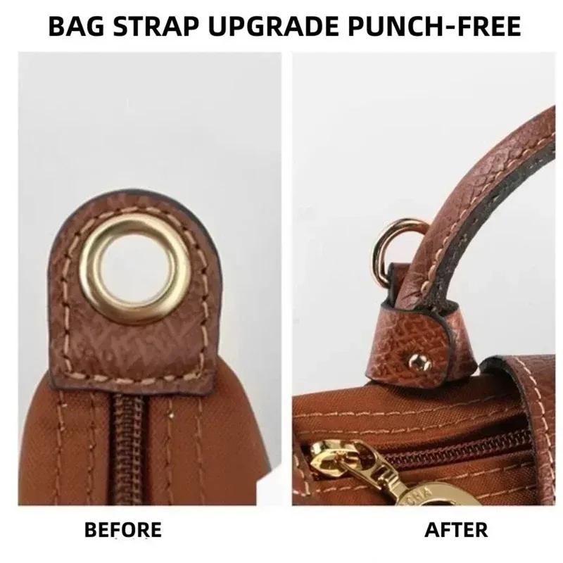1 ensemble de sangles de sac pour longchamp mini, ensemble de sangles d'épaule en cuir véritable sans poinçon, accessoires de sac à bandoulière de transformation