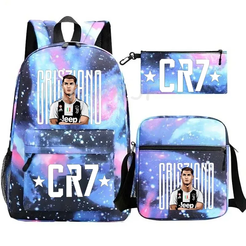 ensemble de sacs à dos imprimés sports cr7 pour adolescents, sacs d'école décontractés adaptés aux garçons et aux filles, mochilas de voyage légères