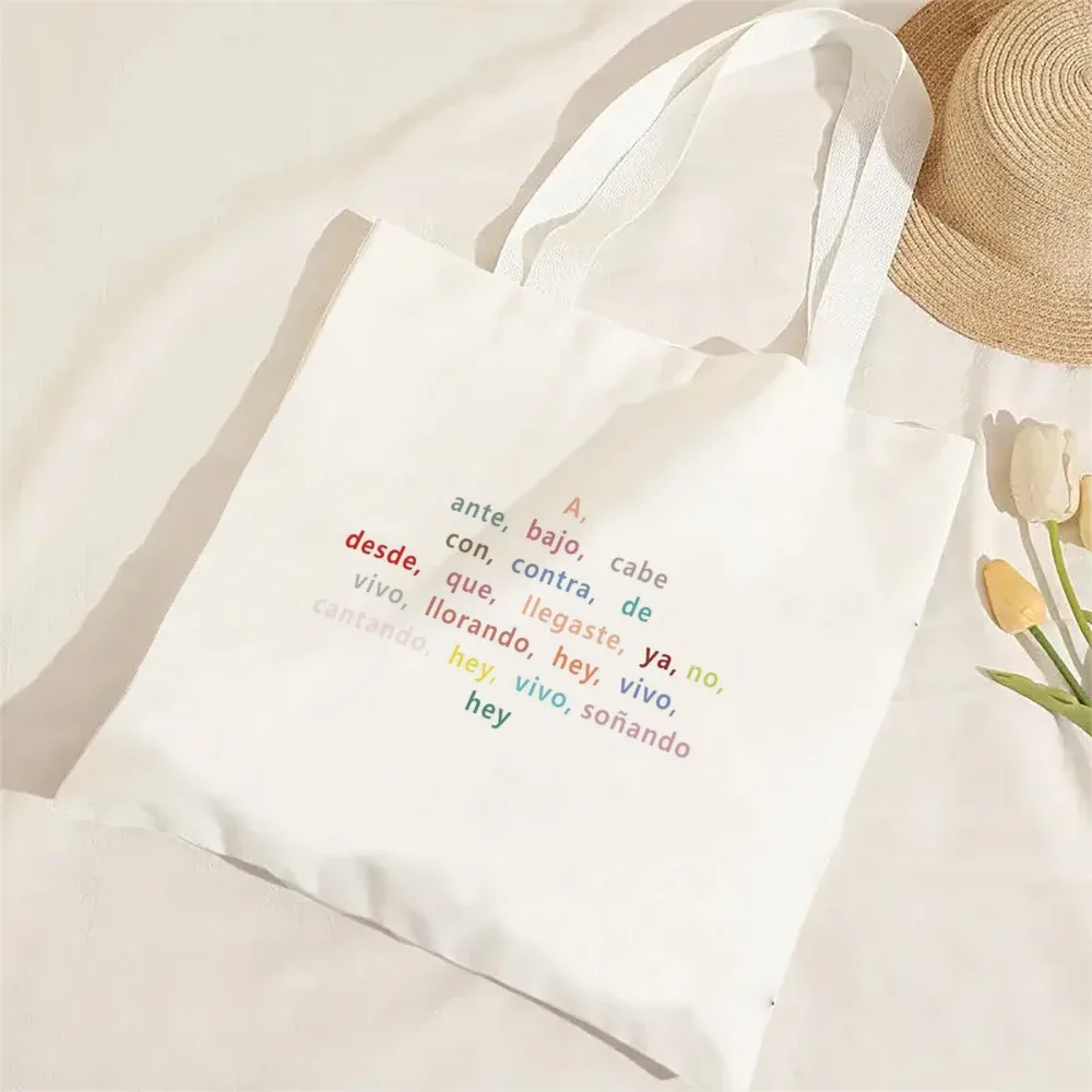 femmes espagnoles sac à bandoulière graphique harajuku shopper sacs grande capacité toile fourre-tout sac à main sans fermeture éclair eco décontracté fille sacs à main