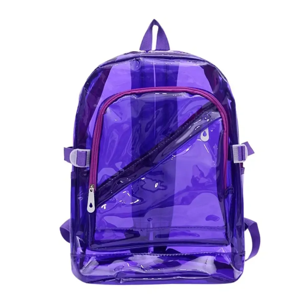 sac à dos transparent de couleur bonbon portable pour adolescents, sac d'école en pvc pour étudiants, sac de voyage polyvalent, sac à bandoulière transparent pour l'école.