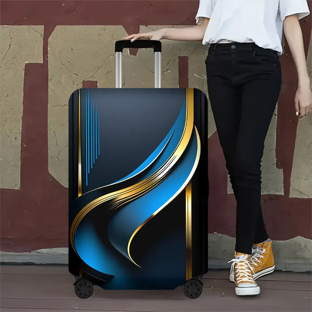 1 housse de valise avec un motif imprimé doré style fluide, adaptée aux valises de 18 à 32 pouces ; housse de valise