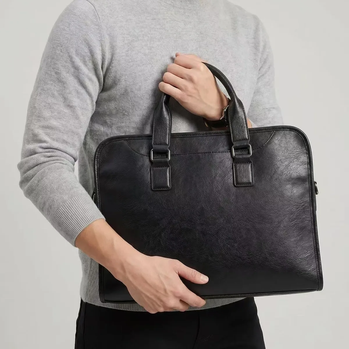 sacs pour hommes en cuir pu crazy horse, mallette d'affaires vintage, sacs de voyage pour hommes, sac fourre-tout pour ordinateur portable, sac pour homme