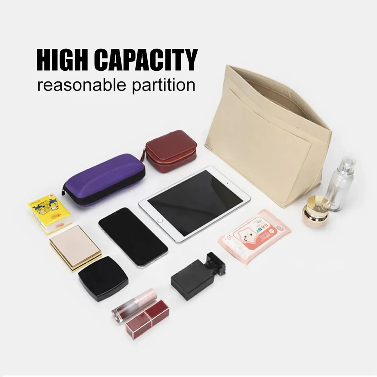sac à insérer en feutre adapté au sac à main longchamp, sac de doublure en tissu feutré, sac de maquillage, support de voyage, organisateur de sac à main portable