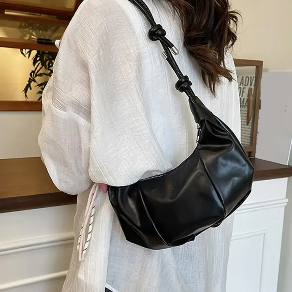 sac à bandoulière plissé en forme de nuage, sac à bandoulière en pu pour femmes, sac à bandoulière élégant en simili cuir