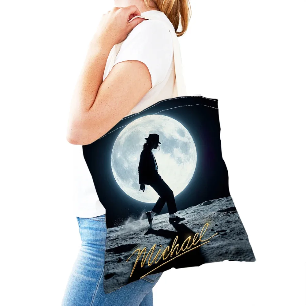 michael jackson – sac de shopping pour femmes, double impression, sacs de shopping super star lady, sac à main design, sac fourre-tout écologique, portable et pratique