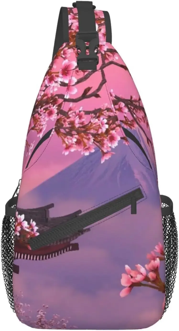 fleur de cerisier bandoulière corde triangle sac à dos canfeng fronde sacs à dos voyage randonnée sac à dos corde bandoulière sac à bandoulière