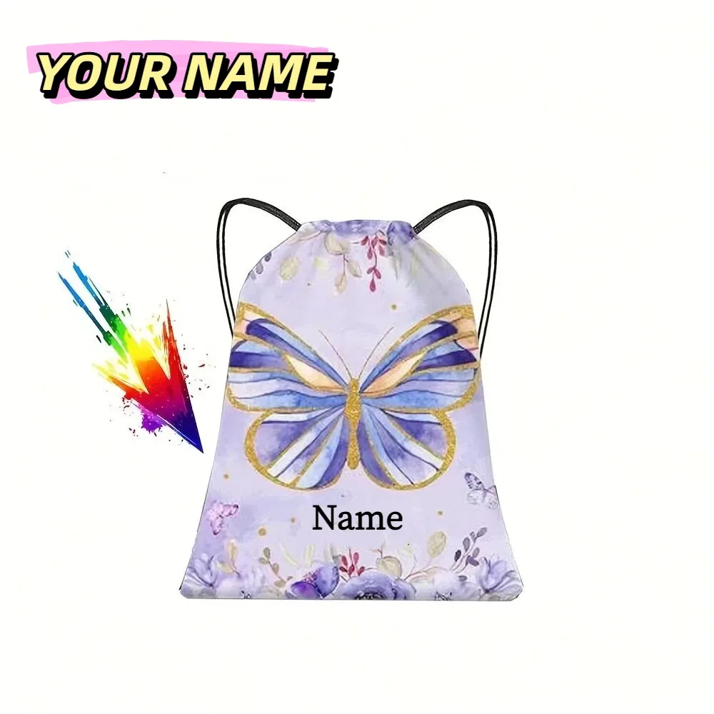sac à dos personnalisé avec cordon de serrage et motif de papillon mignon, pour unisexe, voyage, sport, natation, utilisation quotidienne en plein air
