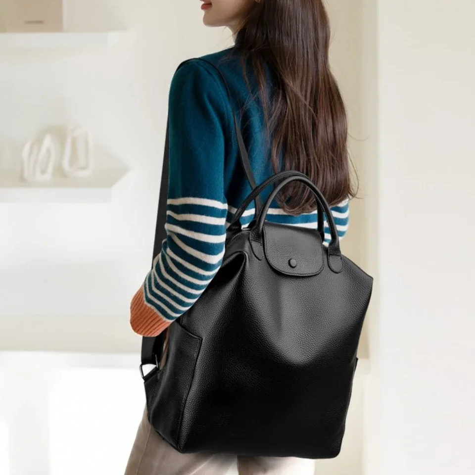 sac à dos pour femme en cuir de vache véritable à 100%, grande capacité, sac à dos d'école, sac à dos décontracté pour femme, sac à dos de voyage pour filles