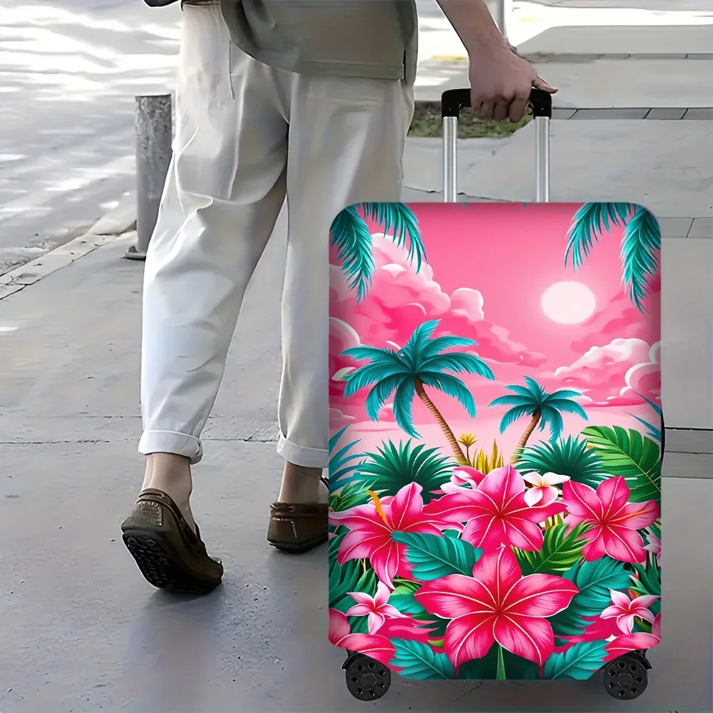 1 housse de bagage à imprimé tropical paradise pour bagages de 18 à 32 pouces ; accessoires de voyage anti-poussière et élastiques pour une protection efficace