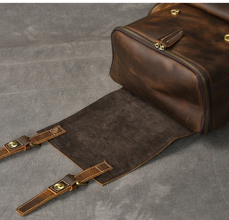 sac à dos vintage en cuir véritable crazy horse pour hommes, sac à dos d'escalade, grand sac à dos de randonnée pour hommes m814