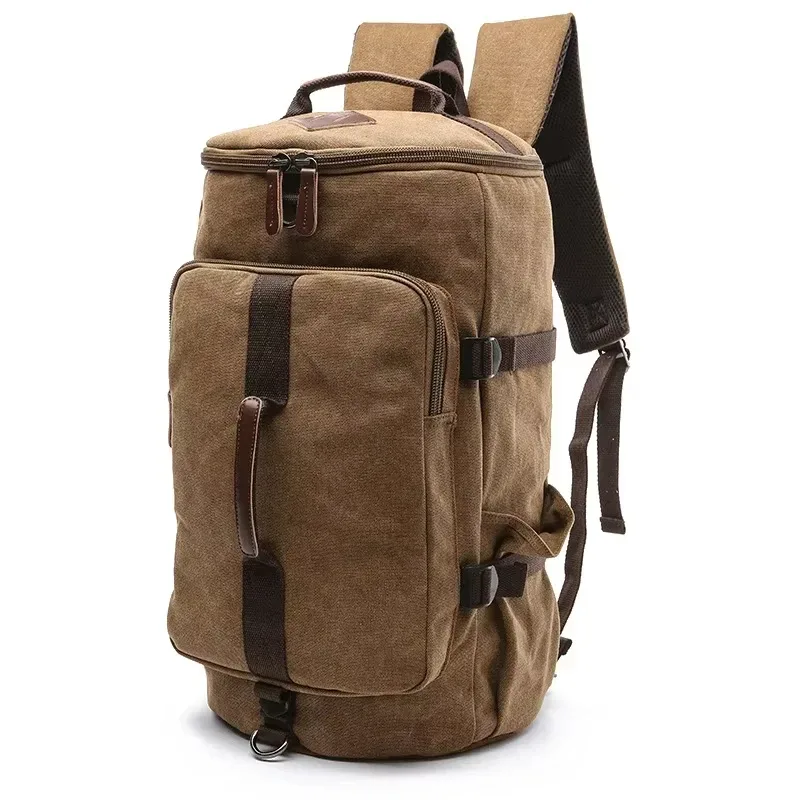 sac à dos en toile de grande capacité pour hommes, sacs polochons multifonctions cylindriques de voyage en ple