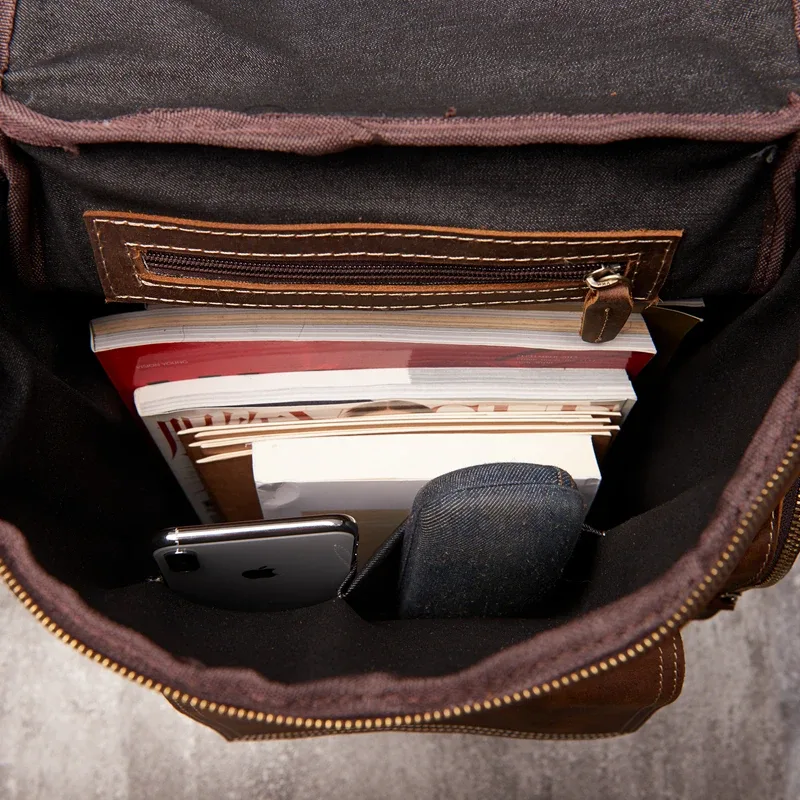 nasva-sac à dos en cuir vintage pour homme, sac de voyage, camping, école, bureau, sacoche pour ordinateur portable