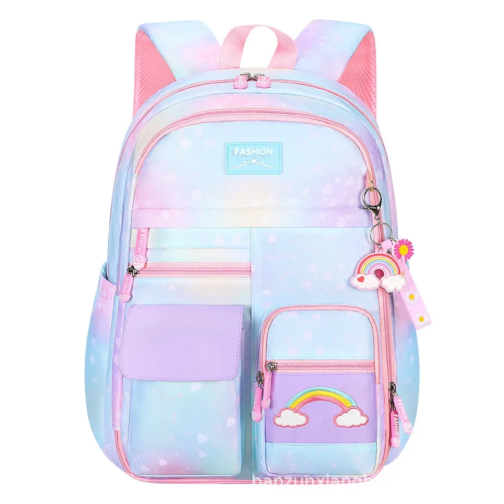 sac à dos scolaire pour filles, 3 pièces/ensemble, avec boîte à lunch et trousse à crayons, pour l'école primaire, le collège et le lycée