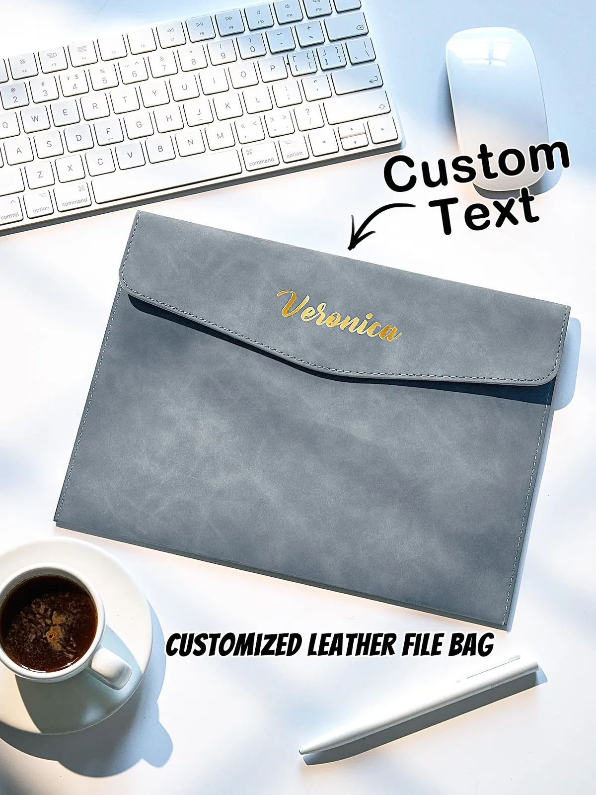 nom personnalisé a4 a5 dossier fermeture magnétique en cuir pu organisateur de bureau sac de documents d'affaires cadeau pour papa maman 6 couleurs