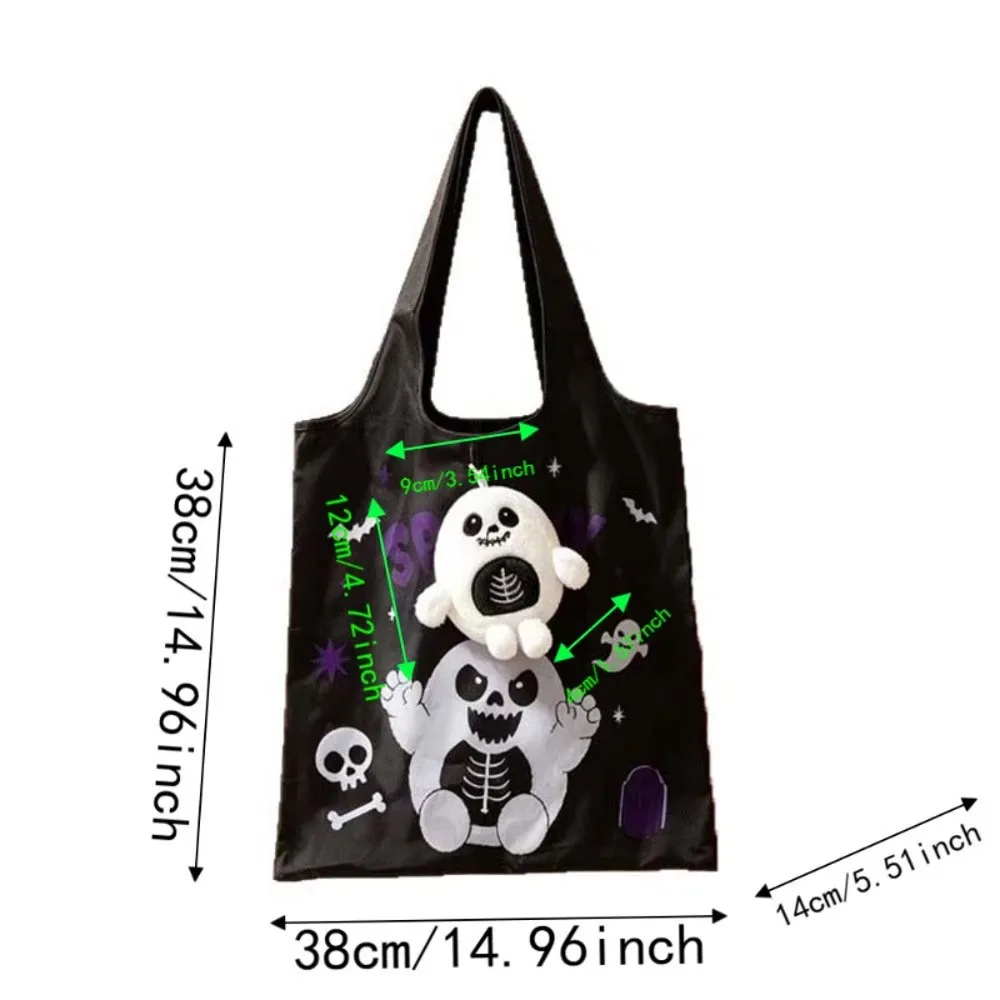 sac fourre-tout d'halloween de couleur unie, mini sac à main de dessin animé peu encombrant, pliable rapidement et ultra-léger