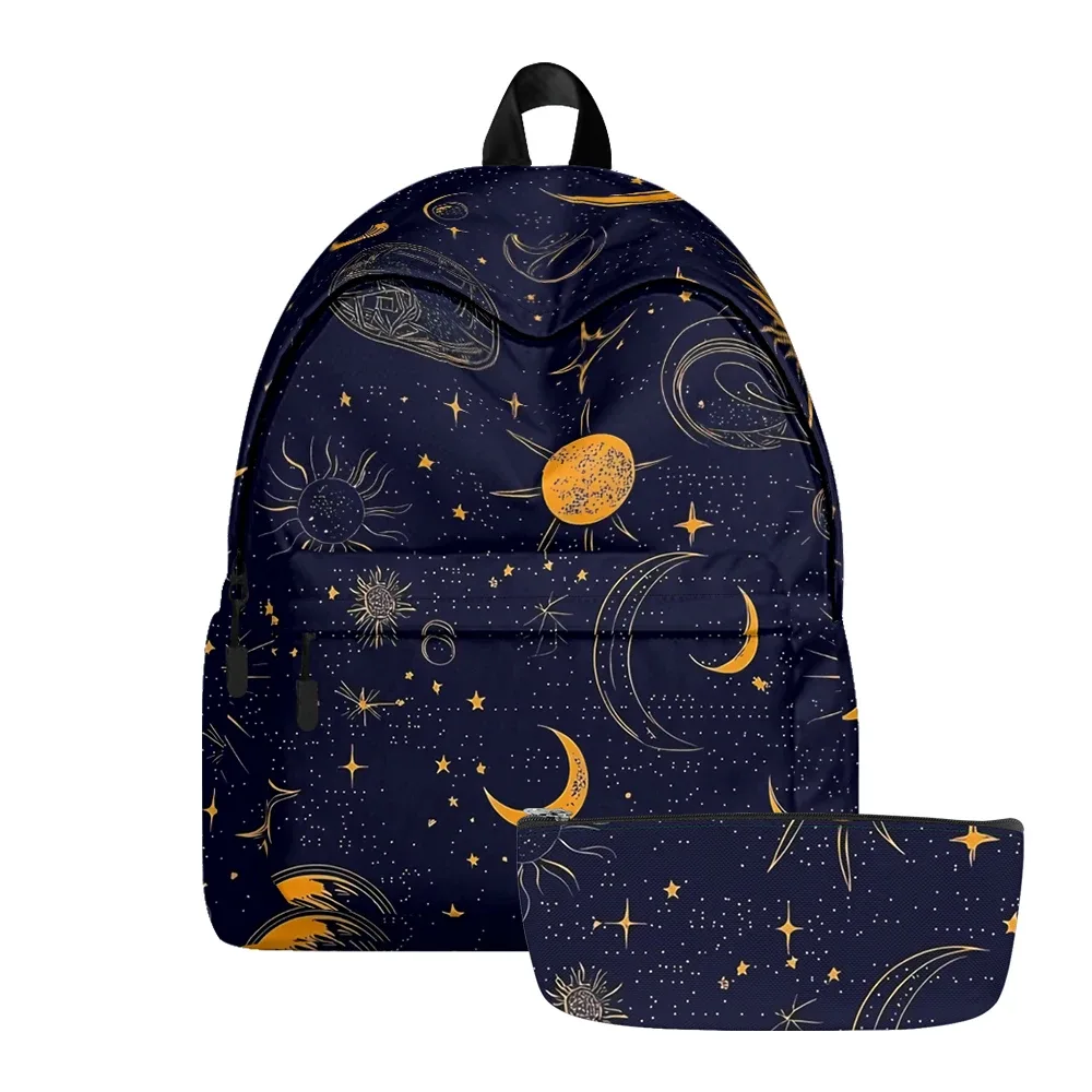 sac à dos imprimé galaxie soleil lune planètes, sacs à crayons, bretelles réglables, sac d'école léger, ensembles de voyage pour adolescents et étudiants