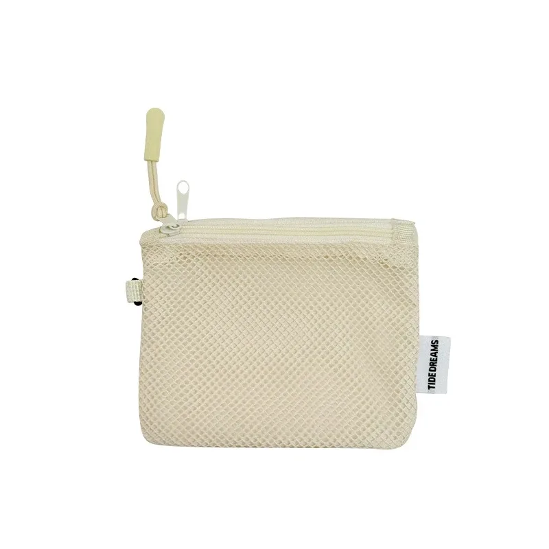 sacs de rangement en maille double couche, trousse de maquillage de voyage portable avec fermeture éclair, mini organisateur de cosmétiques et articles de toilette, sac simple pour papeterie