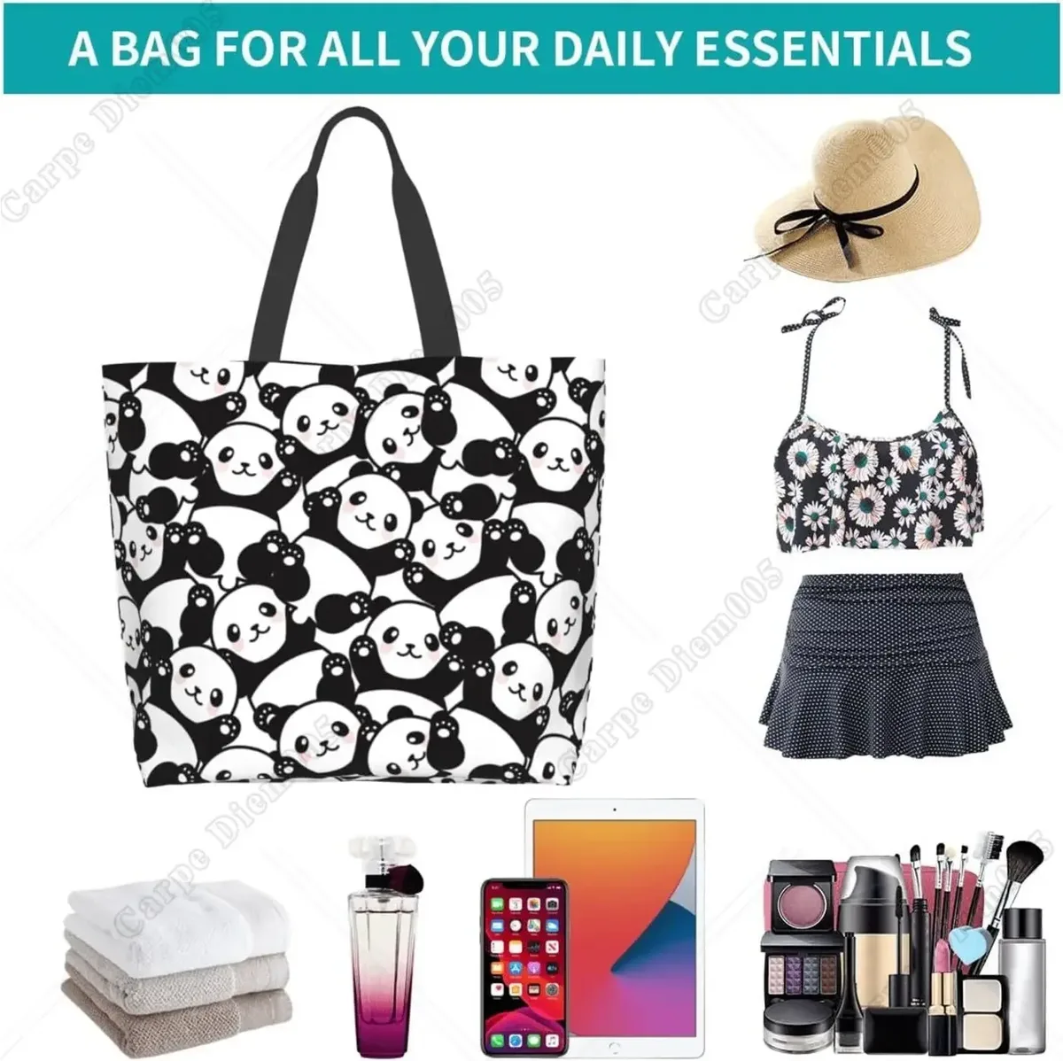 krasnocute-grand sac fourre-tout de dessin animé pour femme, sac à main réutilisable décontracté, grand sac initié, shopping, épicerie, travail, mode