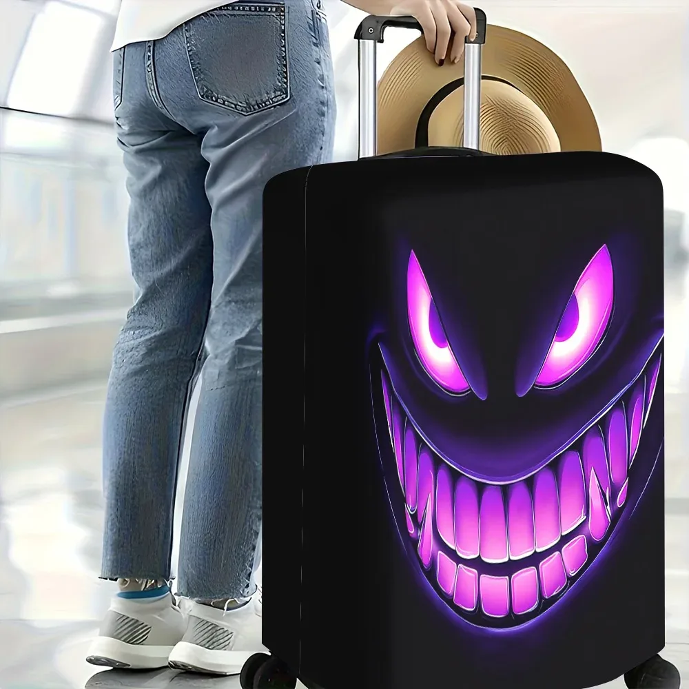 1 housse de bagage motif visage de monstre violet. convient aux valises de 18 à 32 pouces ; protège efficacement vos bagages