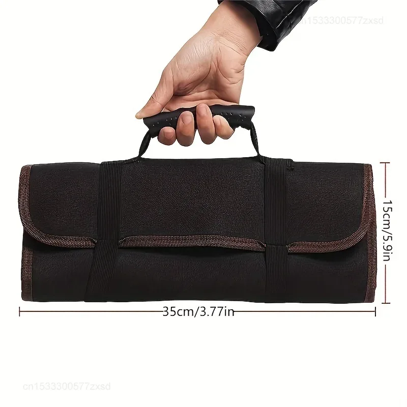 sac de rangement en toile oxford pour outils d'électricien, rouleau à main pliable, étanche, multi-poches, 22