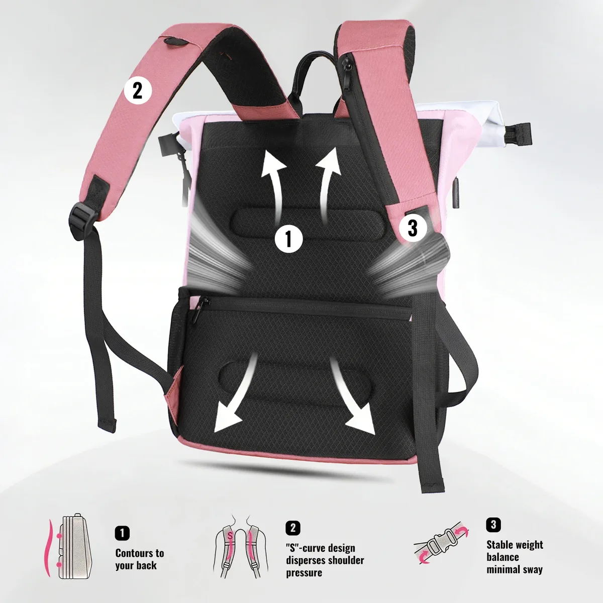 sac à dos de voyage décontracté heroic knight, à enroulement, antivol, pour femme, sac à dos scolaire, sport, imperméable, pour ordinateur portable, avec port usb