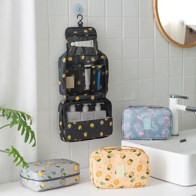 nouveaux sacs de maquillage portables essentiels de voyage, sac de rangement de grande capacité pouvant être lavé, sac de lavage, étui à cosmétiques oxford étanche