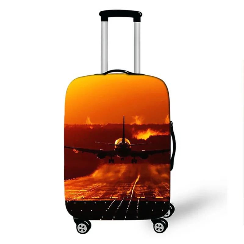 juste de valise de voyage 3d en tissu élastique, housse de protection pour bagages, housse épaisse pour valise à roulettes, accessoire de voyage, avion, 18-32 pouces