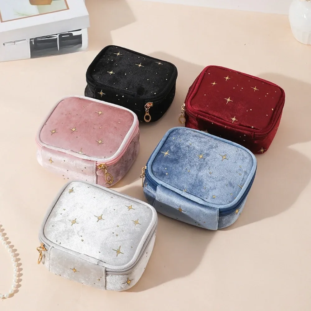 mini sac à cosmétiques carré mignon pour femmes, écouteurs portables, rouge à lèvres, serviettes hygiéniques, pochette de rangement, petits sacs de maquillage à fermeture éclair