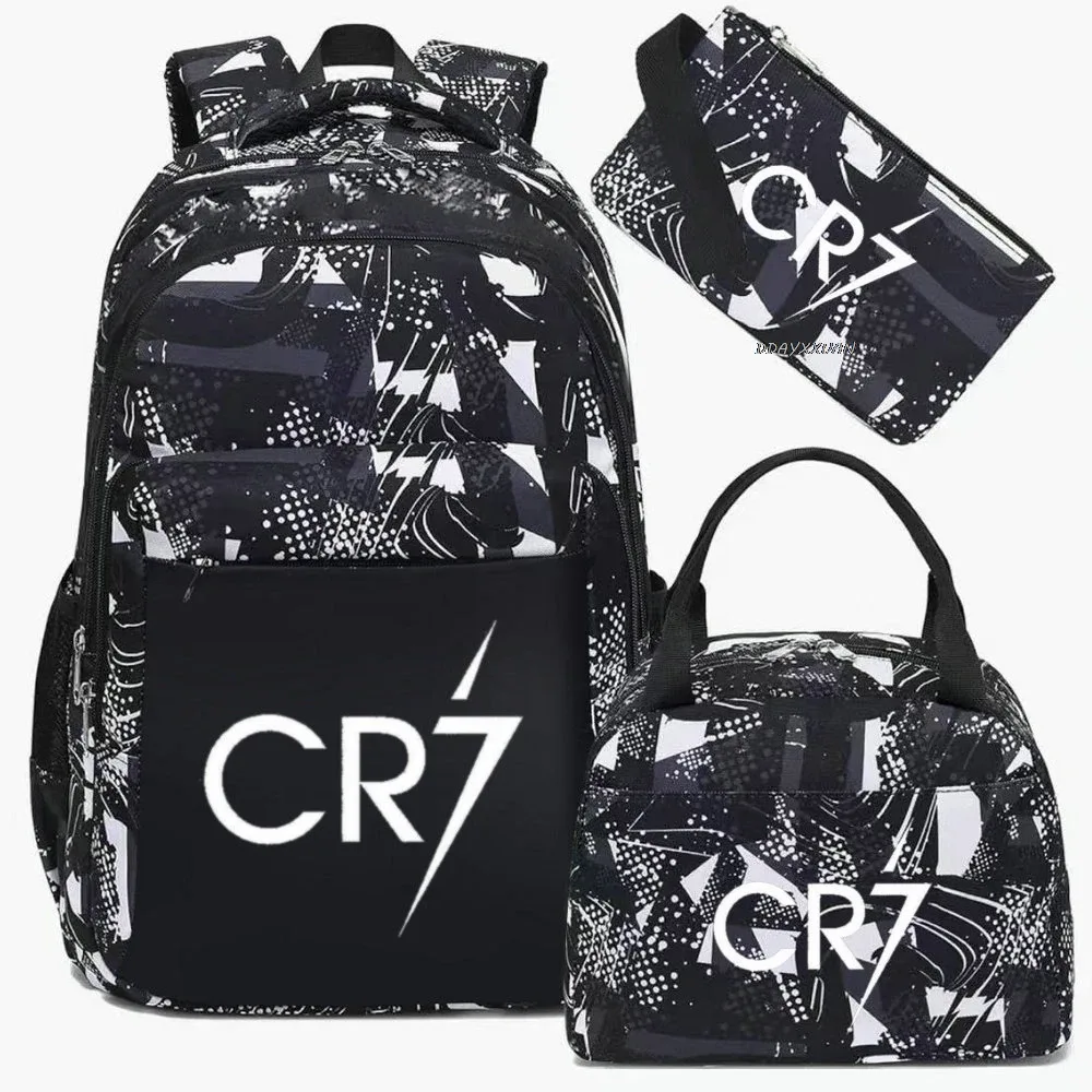 3 pièces/ensemble cr7 adolescent étudiant garçons fille enfants école livre sacs femmes hommes sac à dos adolescents cartable étudiants ordinateur portable voyage sacs à dos