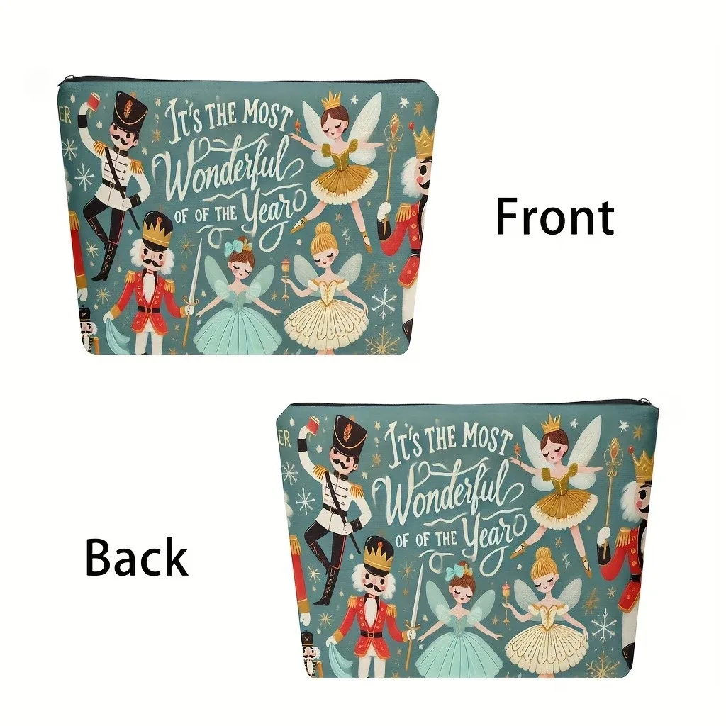 Casse-noisette soldat ballerine trousse de maquillage élégant sarcelle doré Ballet cosmétique organisateur fermeture éclair noël Chic cadeau sac de rangement