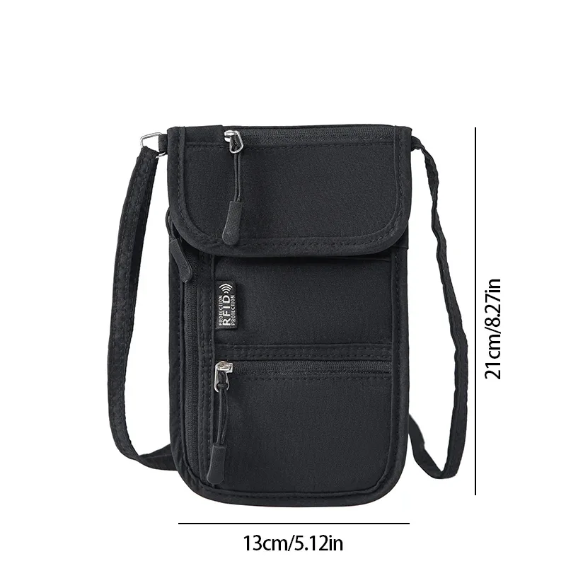 portefeuille de cou personnel avec blocage rfid, porte-passeport de voyage, pochette de cou cachée, organisateur super léger avec sangle réglable