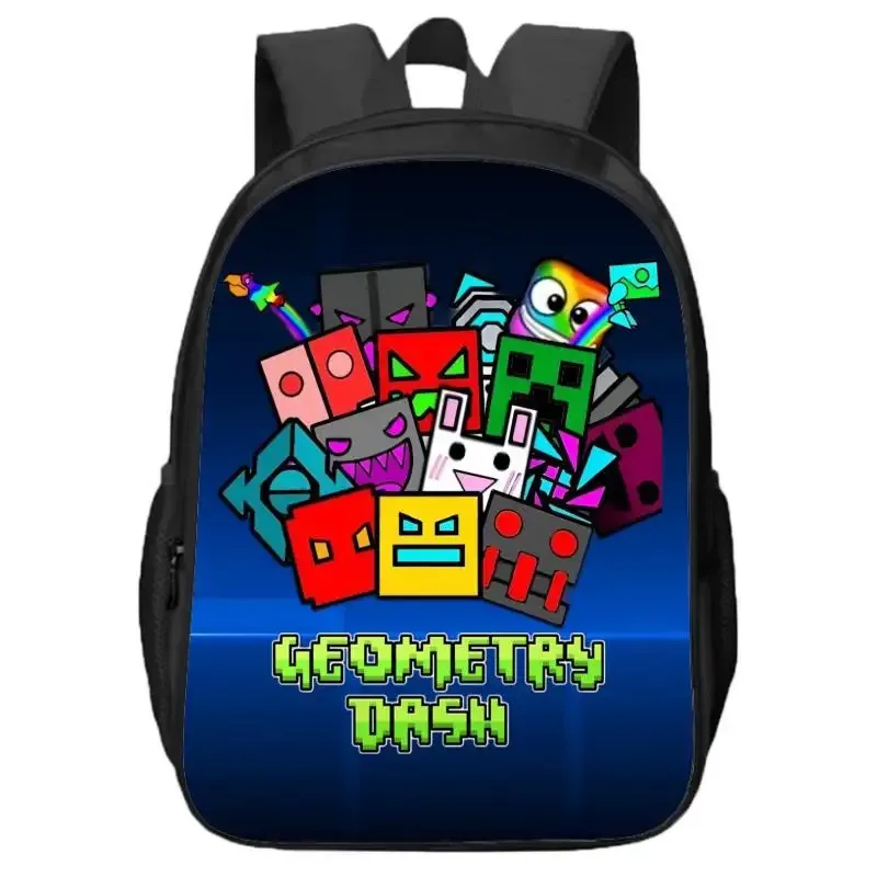 sac à dos double couche geometry dash pour élèves et enfants du primaire et du secondaire